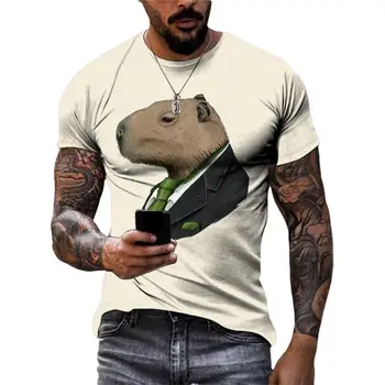 הקיץ מגמה מצחיק הקפיברה גרפי חולצות גברים היפ הופ מזדמן אופנה אופנת רחוב 3D הדפסה מנופחים O-צוואר קצר שרוול חולצות